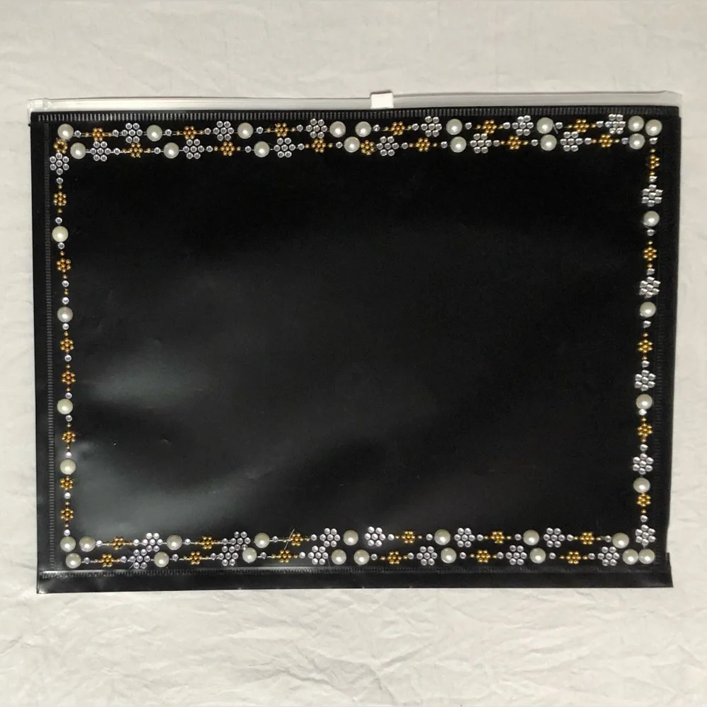 DOCUMENT POUCH all over embellished/bedazzled zippered 2pocket size10x13 NWT